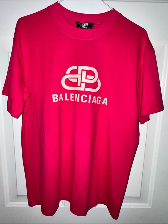 Balenciaga Tops - Balenciaga Men’s Bright Pink Logo Tee